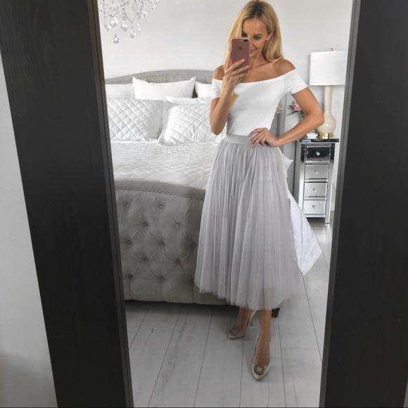 Long Maxi Tulle Grey Tulle Skirt - Picture 8 of 8